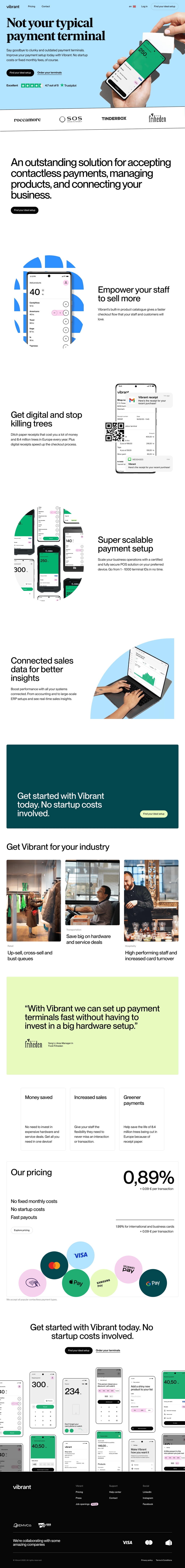 Vibrant desktop landing page
