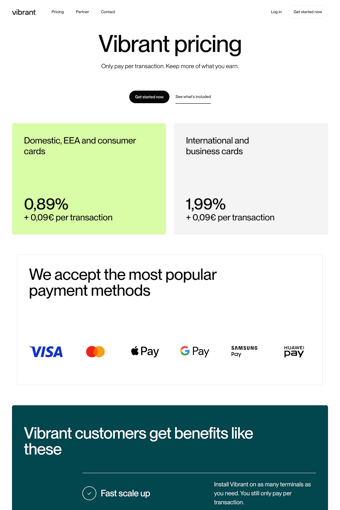 Vibrant landing page