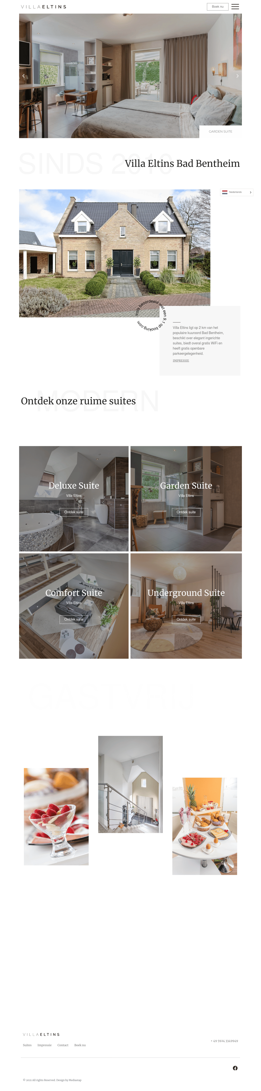 Villa Eltins desktop landing page