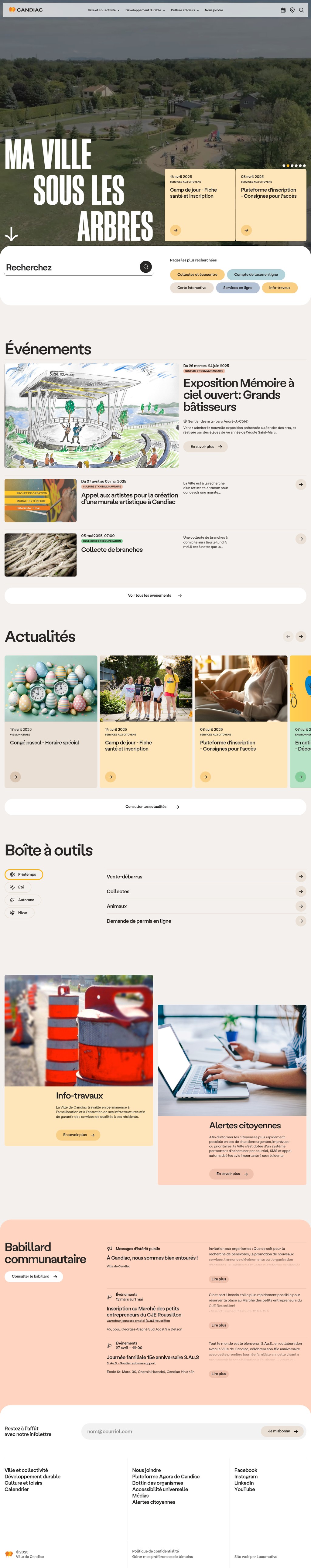Ville de Candiac desktop landing page