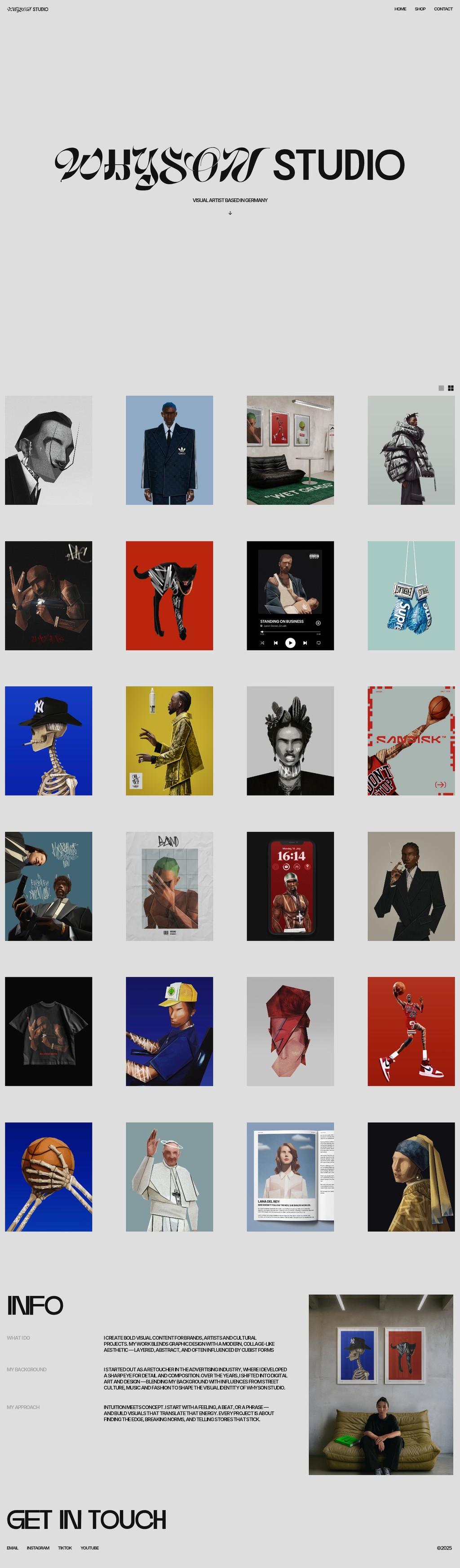 Visual Artist desktop landing page