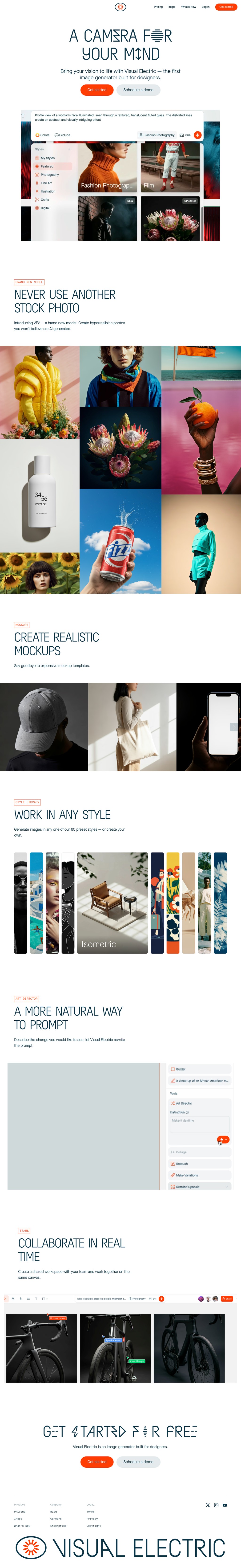 Visual Electric desktop landing page