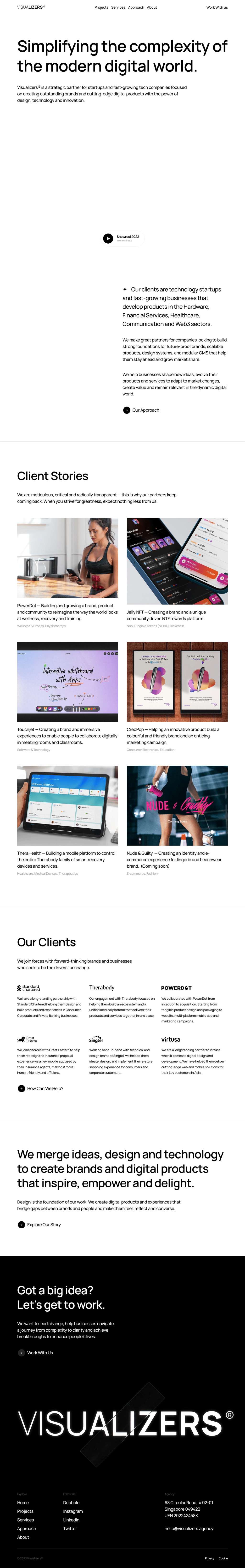 Visualizers desktop landing page