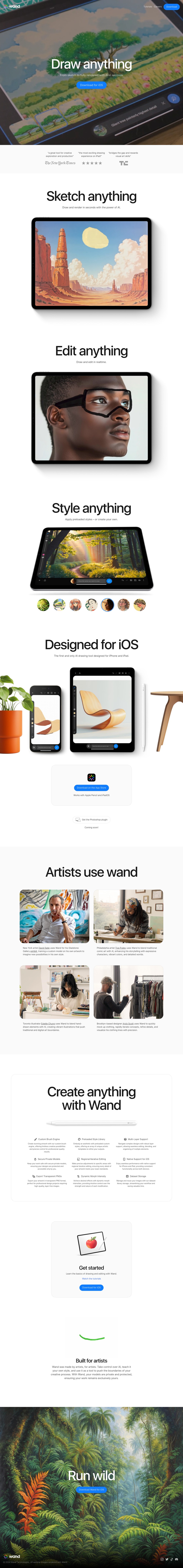 Wand desktop landing page