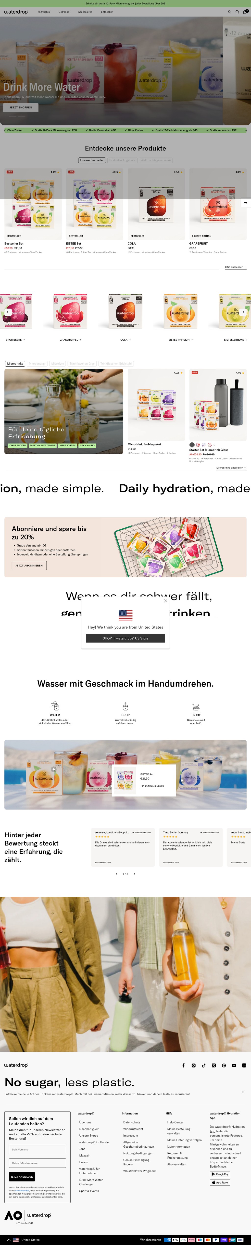 waterdrop® Microdrink (Wasser mit Geschmack) desktop landing page