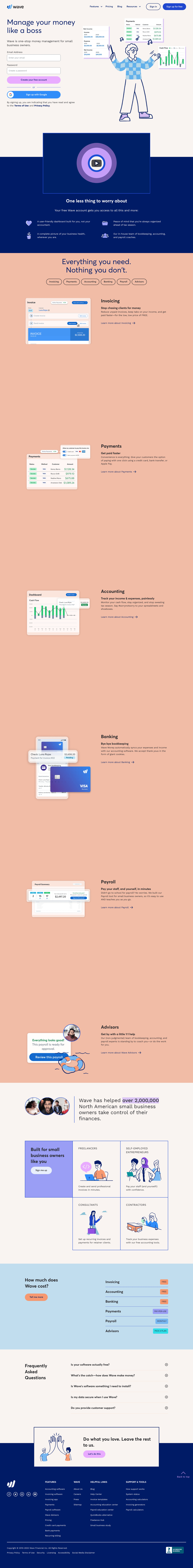 Wave Financial desktop landing page