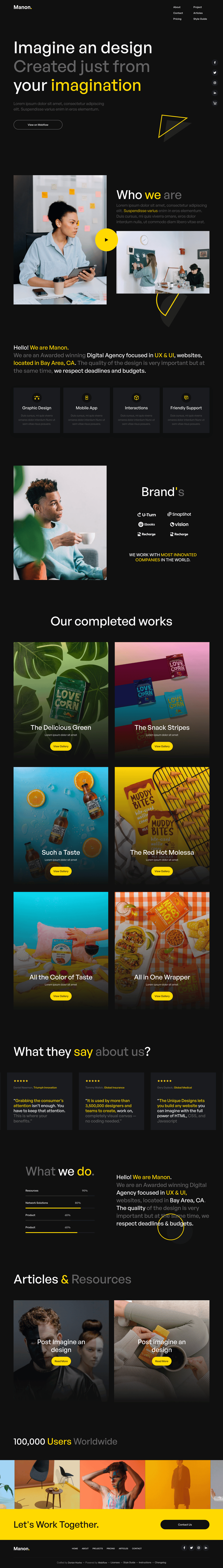 Manon desktop landing page