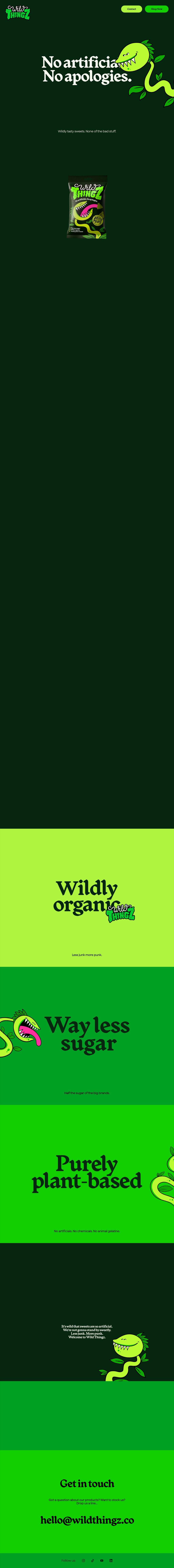 Wild Thingz desktop landing page