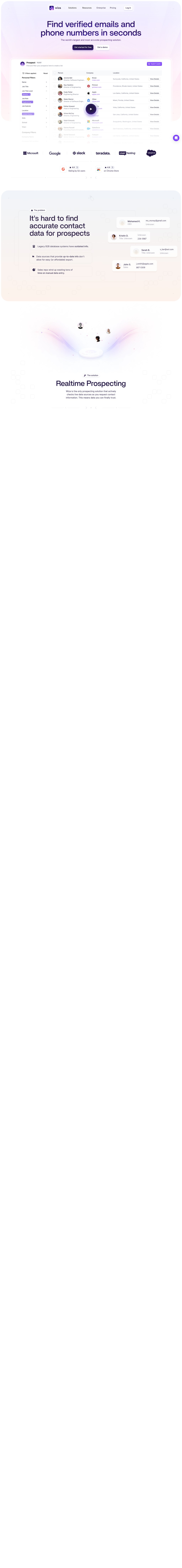 Wiza desktop landing page