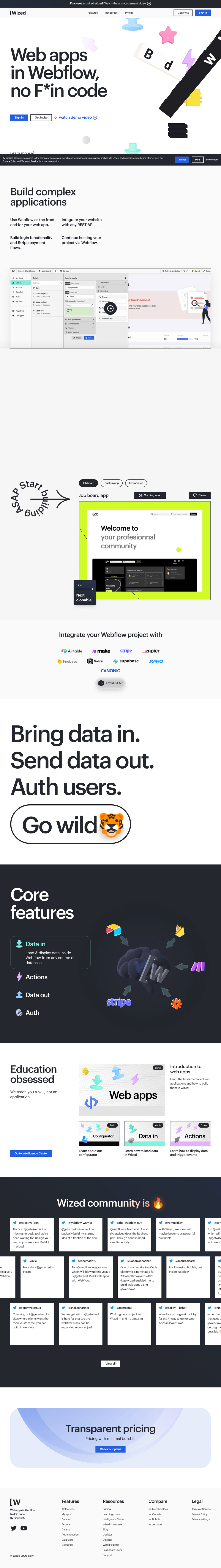 Wized desktop landing page