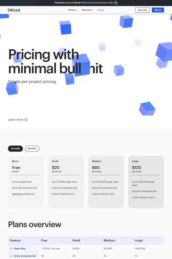 Wized landing page