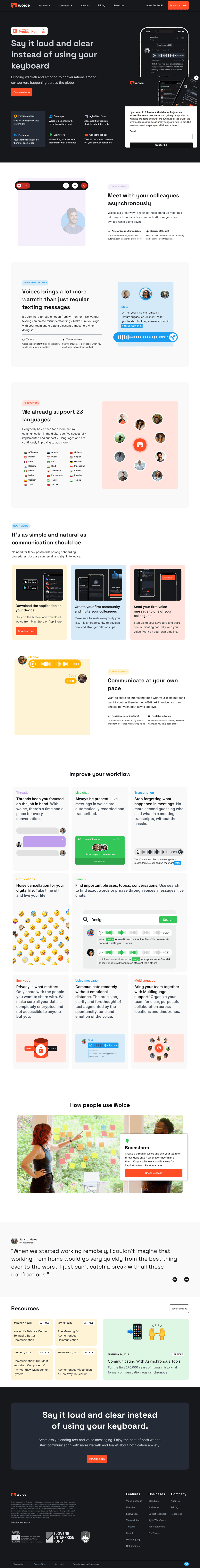 Woice desktop landing page