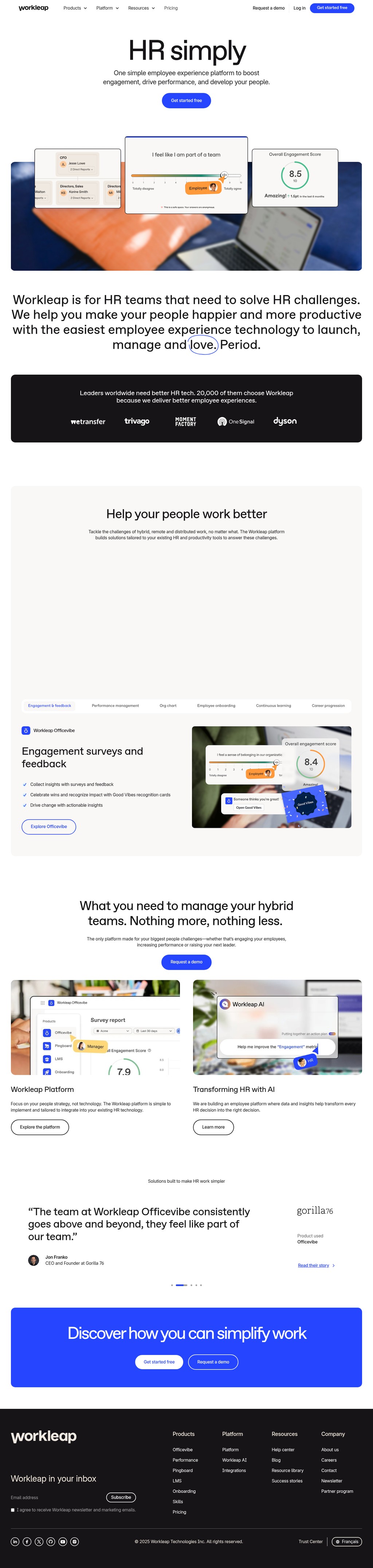 Workleap desktop landing page