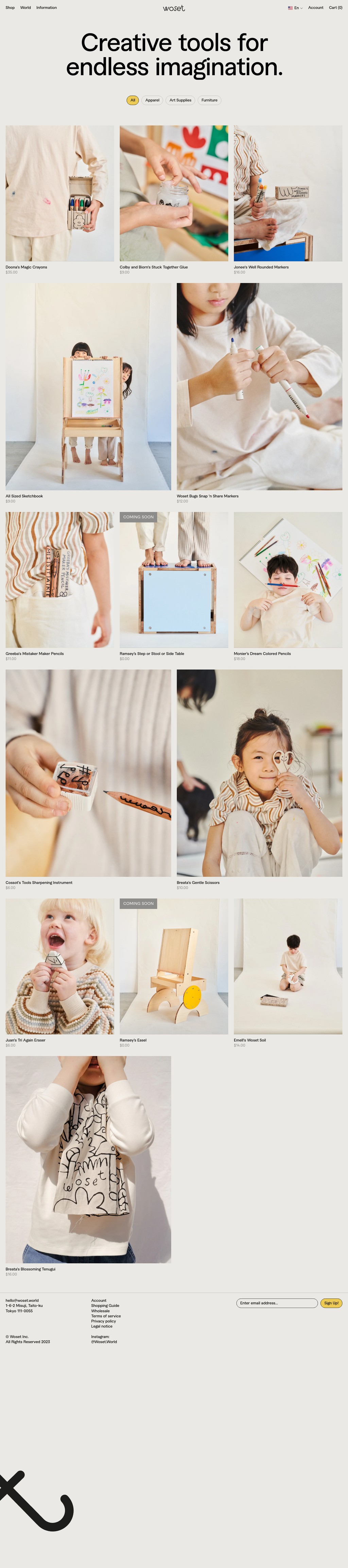 Woset desktop landing page