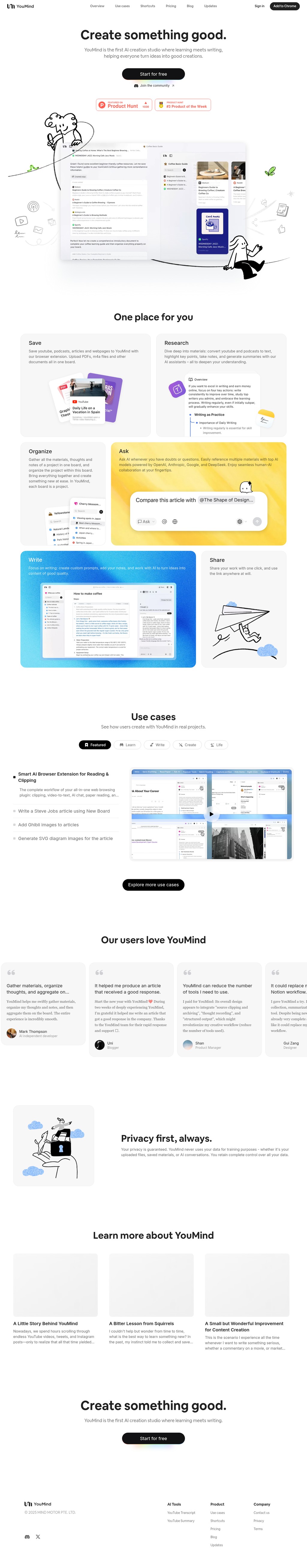 YouMind desktop landing page