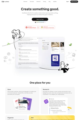 YouMind landing page