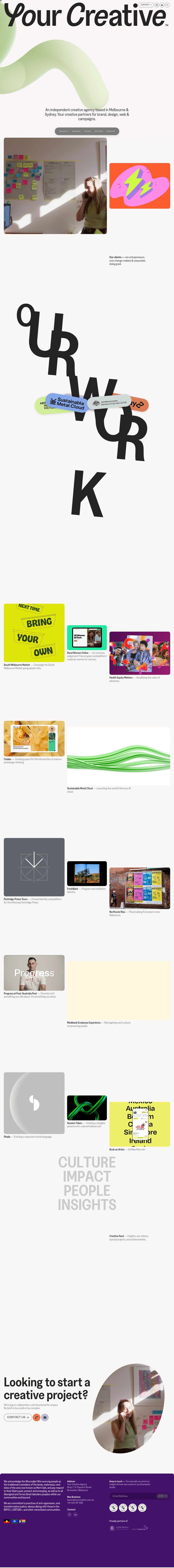 Your Creative Agency Melbourne & Sydney desktop landing page