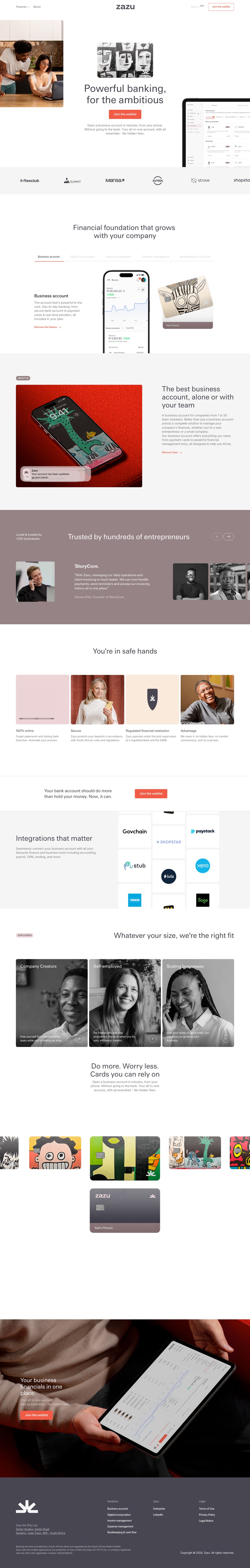 Zazu desktop landing page