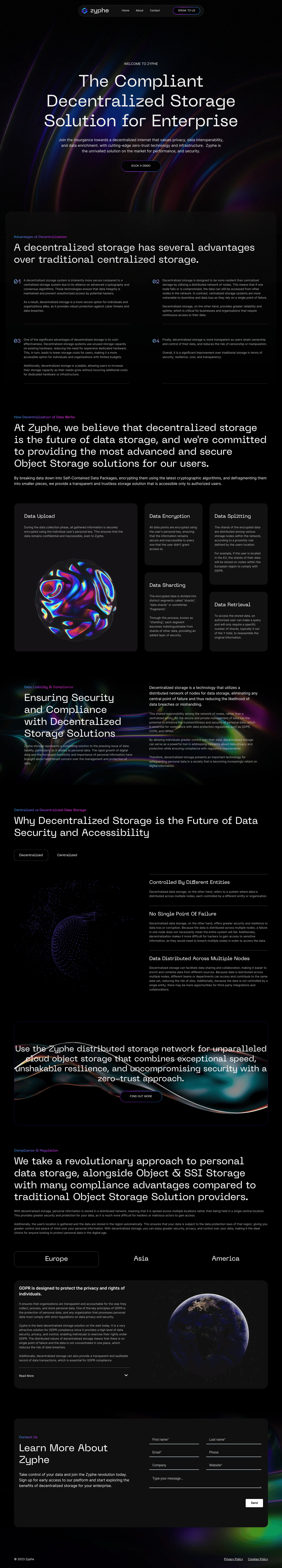 Zyphe desktop landing page