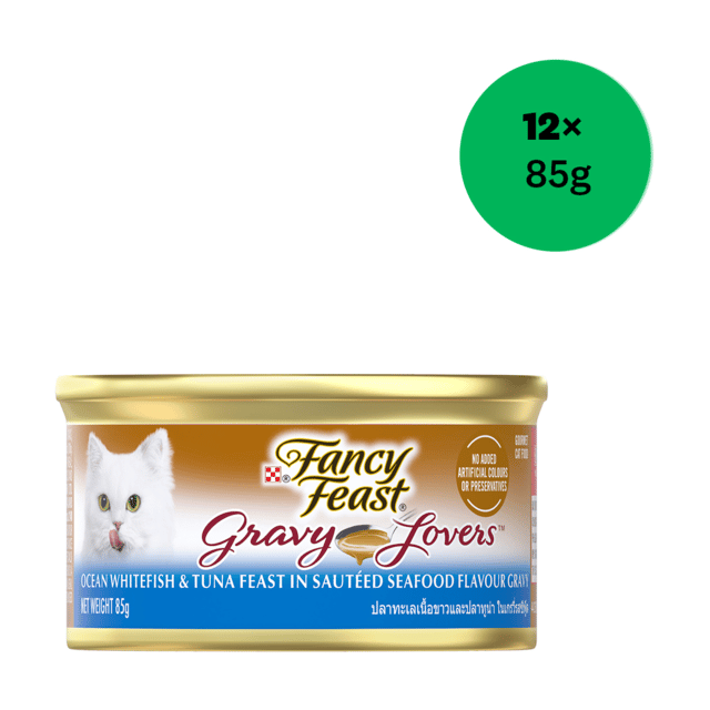 Fancy Feast Gravy Lovers Ocean Whitefish & Tuna Feast In Sauteed Seafood Gravy Wet Cat Food - 85g X 12