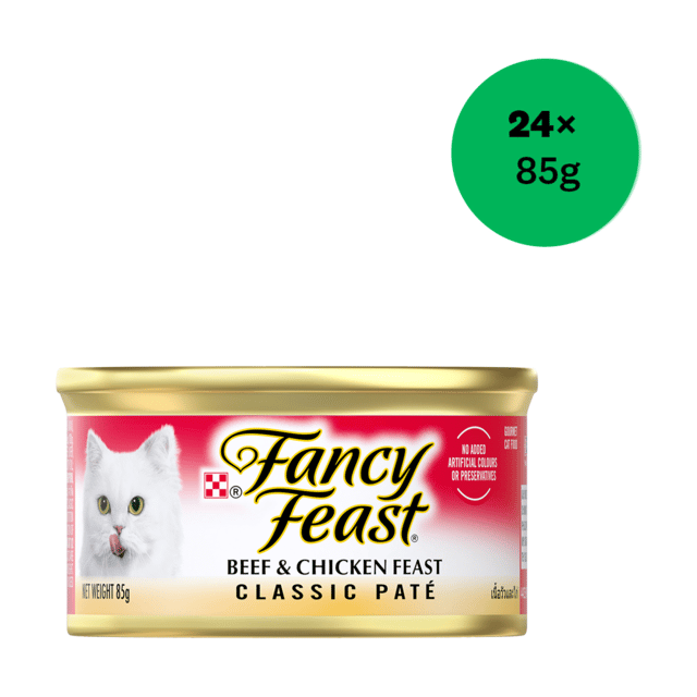 Fancy Feast Classic Pate Beef & Chicken Feast Wet Cat Food - 85g X 24