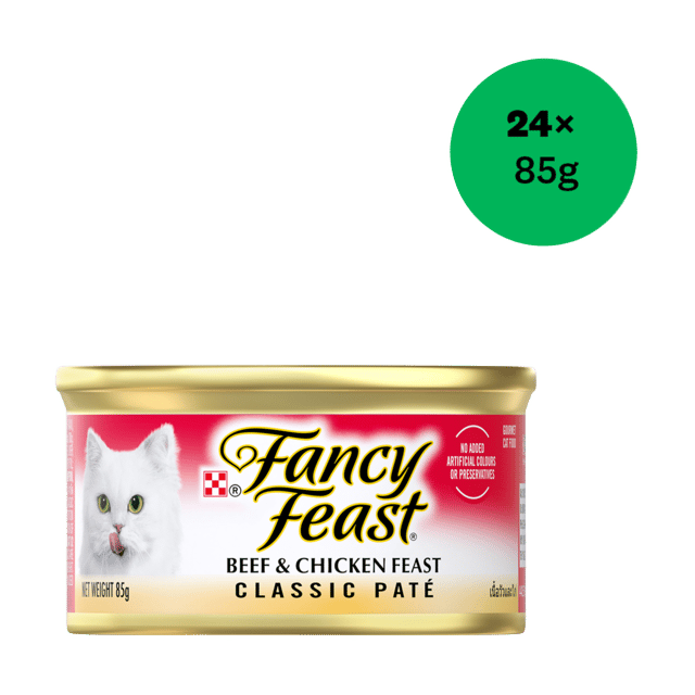 Fancy Feast Classic Pate Beef & Chicken Feast Wet Cat Food - 85g X 24