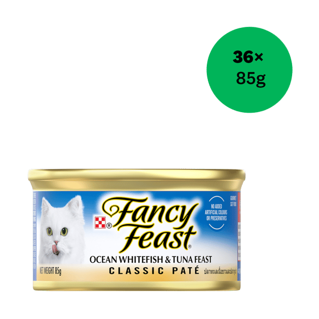 Fancy Feast Classic Pate Ocean Whitefish & Tuna Feast Wet Cat Food - 85g X 36