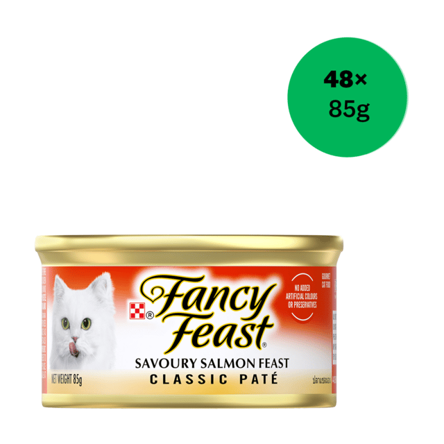 Fancy Feast Classic Pate Savoury Salmon Feast Wet Cat Food - 85g X 48