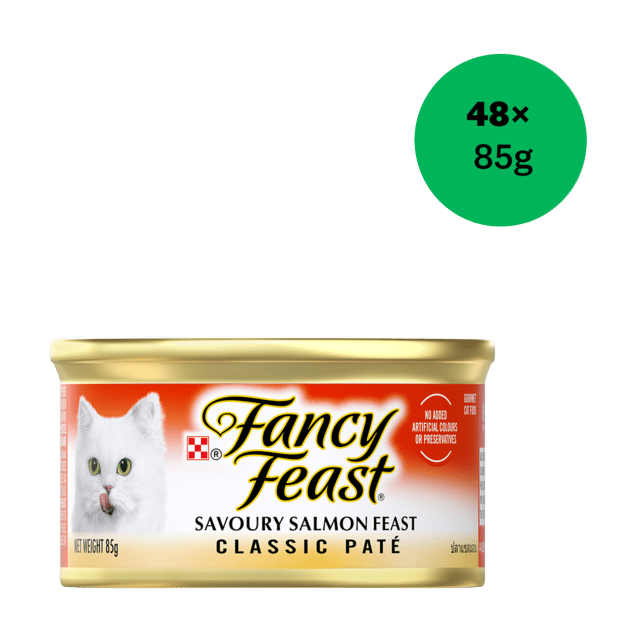 Fancy Feast Classic Pate Savoury Salmon Feast Wet Cat Food - 85g X 48