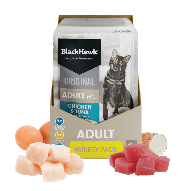 Black Hawk Original Adult Gravy Wet Cat Food Variety Pack - 85g X 12