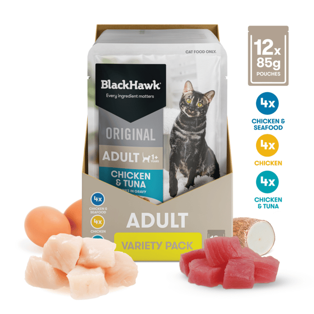 Black Hawk Original Adult Gravy Wet Cat Food Variety Pack - 85g X 36