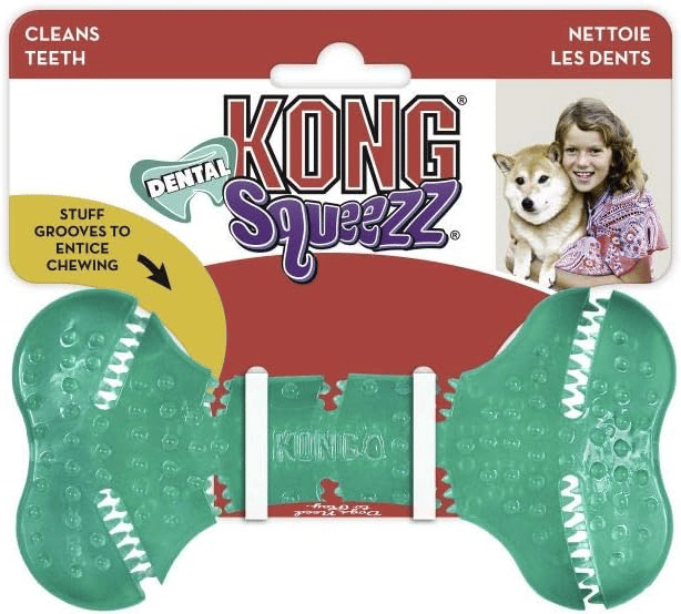 Kong Squeezz Dental Bone Dog Toy - Medium