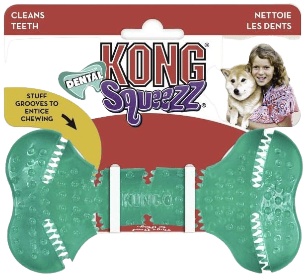 Kong Squeezz Dental Bone Dog Toy - Medium
