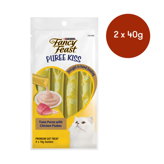 Fancy Feast Puree Kiss Tuna With Chicken Flakes Cat Treats - 80g (2 X 40g)