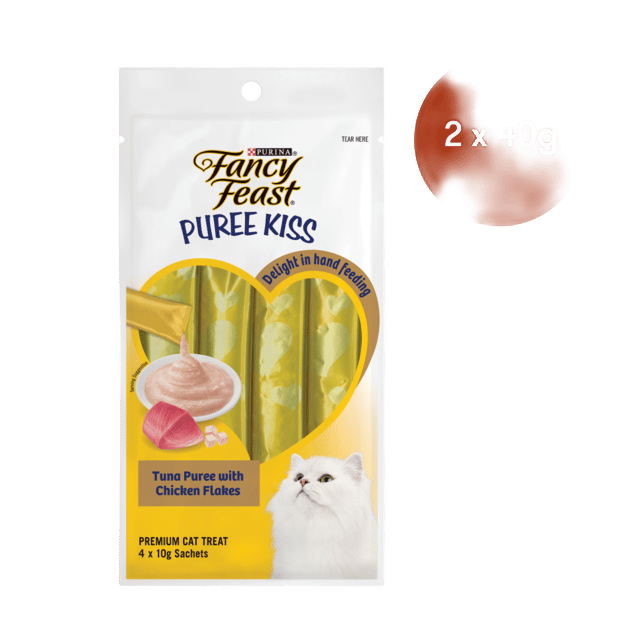 Fancy Feast Puree Kiss Tuna With Chicken Flakes Cat Treats - 80g (2 X 40g)