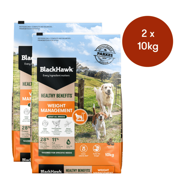 Black Hawk Healthy Benefits Weight Management Dry Dog Food - 20kg (2 X 10kg Bags)