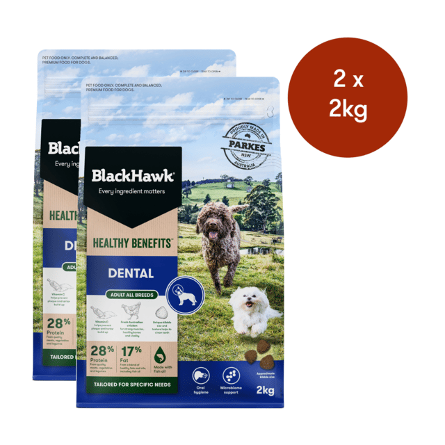 Black Hawk Healthy Benefits Dental Dry Dog Food - 4kg (2 X 2kg Bags)