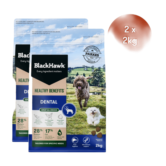 Black Hawk Healthy Benefits Dental Dry Dog Food - 4kg (2 X 2kg Bags)