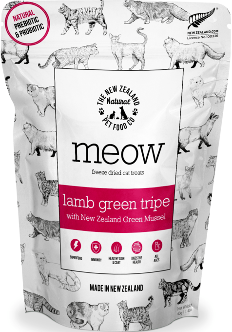 The NZ Natural PET Food Co Meow-Purr Lamb Green Tripe & Mussel Freeze Dried Cat Treats