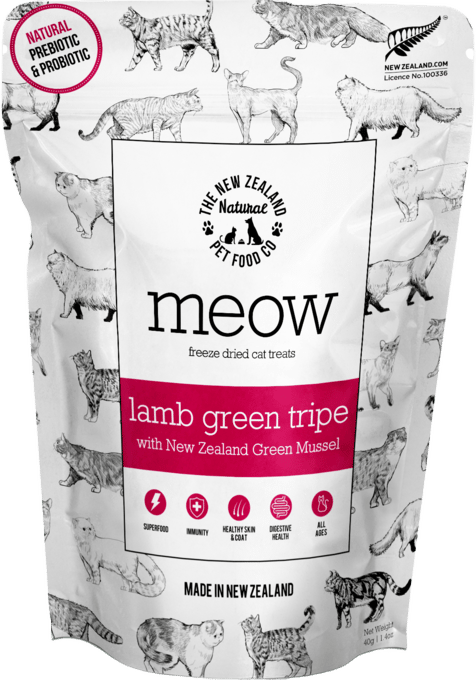 The NZ Natural PET Food Co Meow-Purr Lamb Green Tripe & Mussel Freeze Dried Cat Treats
