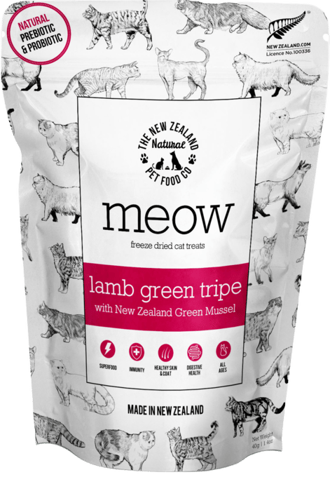 The NZ Natural PET Food Co Meow-Purr Lamb Green Tripe & Mussel Freeze Dried Cat Treats - 80g (40g X 2)