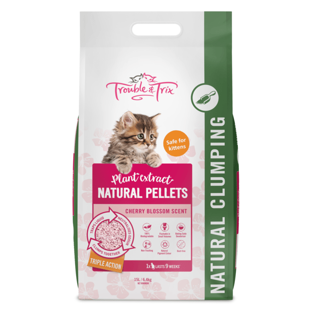 Trouble & Trix Natural Cherry Blossom Scent Pellet Cat Litter