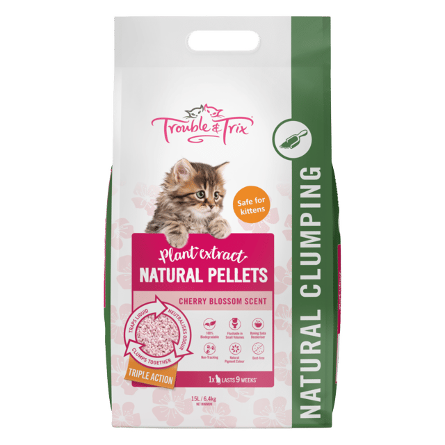 Trouble & Trix Natural Cherry Blossom Scent Pellet Cat Litter
