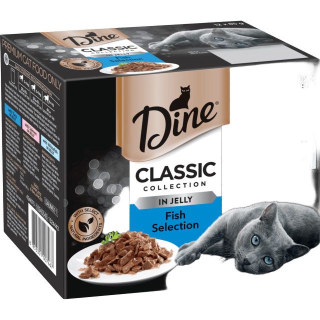 Dine Classic Collection In Jelly Fish Selection Adult Wet Cat Food Variety Pack - 85g X 12