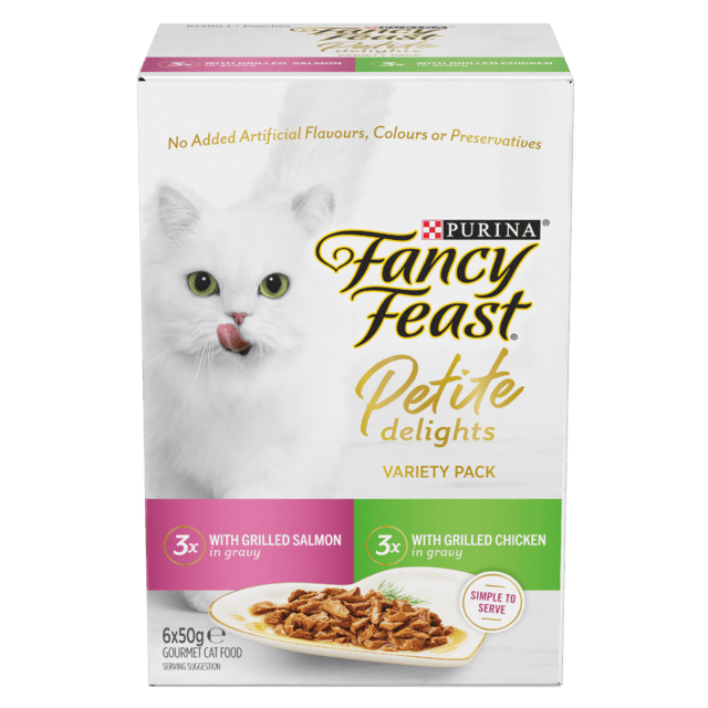 Fancy Feast Petite Delights Salmon & Chicken Wet Cat Food Variety Pack - 1 X Pack (50g X 6)
