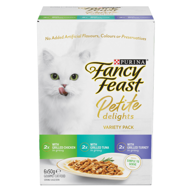Fancy Feast Petite Delights Chicken Tuna & Turkey Wet Cat Food Variety Pack - 4 X Pack (50g X 24)