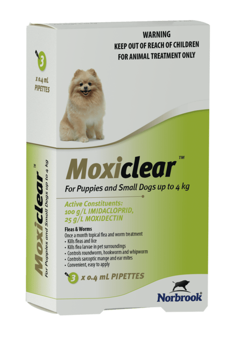 Moxiclear Spot-On Dog Flea & Worm Treatment - 3 Pack, Up To 4kg