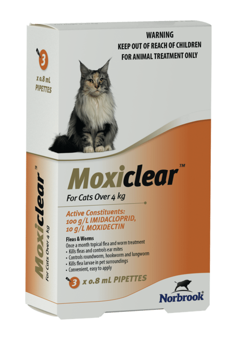 Moxiclear Spot-On Cat Flea & Worm Treatment - 3 Pack, 4kg+