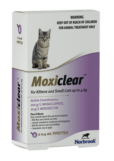 Moxiclear Spot-On Cat Flea & Worm Treatment - 6 Pack, Up To 4kg