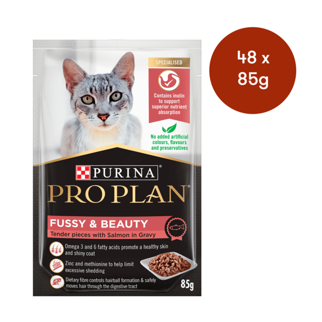 Pro Plan Fussy & Beauty Salmon Wet Cat Food - 85g X 48